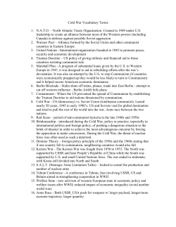 Cold War Vocabulary Terms