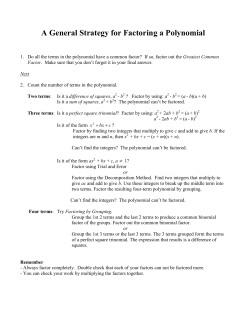 A General Strategy for Factoring a Polynomial