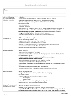 Chemical Bonding: Chemical Formulas HL Page 1 of 12 G. Galvin