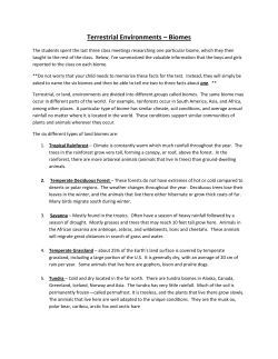 Terrestrial Environments &ndash; Biomes