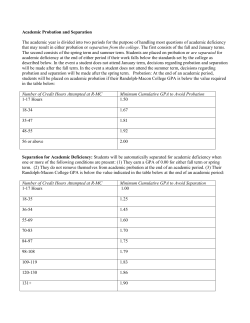 Academic Probation and Separation The academic year is divided