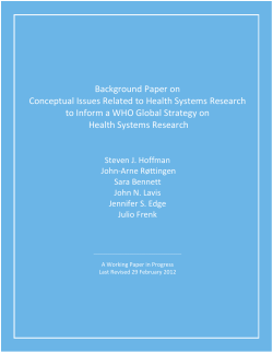 Background Paper on Conceptual Issues Related to Health Systems