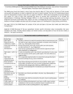 1 By Laws that Enable or Inhibit Active Transportation in Nova Scotia