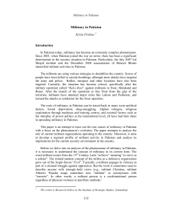 Militancy in Pakistan - Institute of Strategic Studies Islamabad