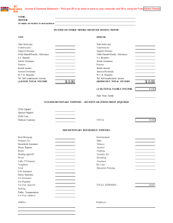 BC Income and Expense Statement Form re: Bankruptcy.