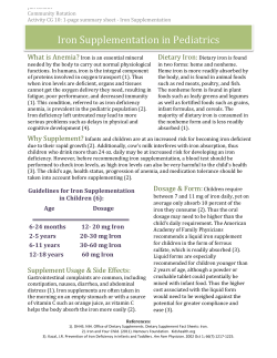 Iron Supplementation in Pediatrics