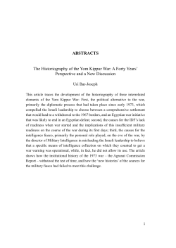 ABSTRACTS The Historiography of the Yom Kippur War: A Forty