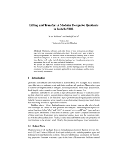 Lifting and Transfer: A Modular Design for Quotients in Isabelle/HOL
