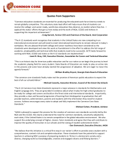 Quotes from Supporters - Common Core State Standards Initiative