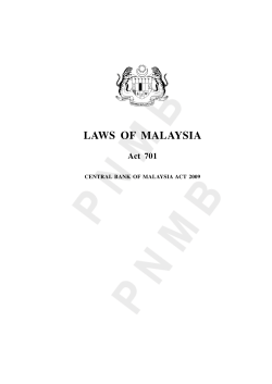 CENTRAL BANK OF MALAYSIA ACT 2009 (Act 701)