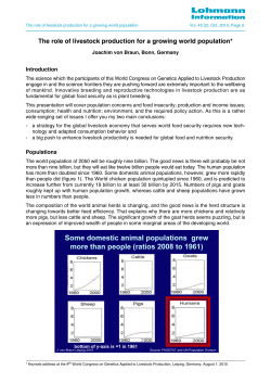The role of livestock production for a growing world population*