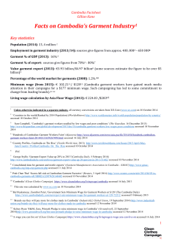 Facts on Cambodia`s Garment Industry