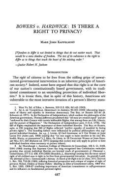 BOWERS v. HARD WICK: IS THERE A RIGHT TO PRIVACY?