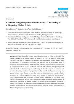 Climate Change Impacts on Biodiversity—The Setting of a Lingering