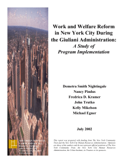 Work and Welfare Reform in New York City During