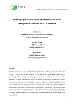 Framing a generative common purpose: how social entrepreneurs