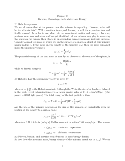 Chapter 2 Baryons, Cosmology, Dark Matter and Energy 2.1 Hubble