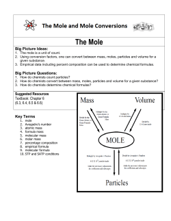 NOTES &ndash; MOLAR MASS AND MOLE CONVERSIONS