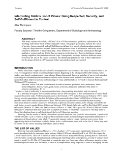 Interpreting Kahle`s List of Values: Being Respected