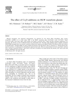 The effect of Cs2O additions on HLW wasteform glasses