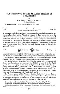 contributions to the analytic theory of /-fractions