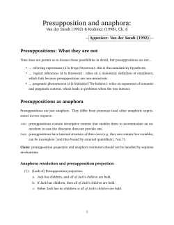 Presupposition and anaphora: