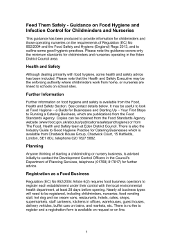 Guidance on Food Hygiene and Infection Control