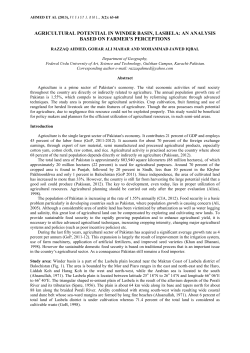 AGRICULTURAL POTENTIAL IN WINDER BASIN, LASBELA: AN