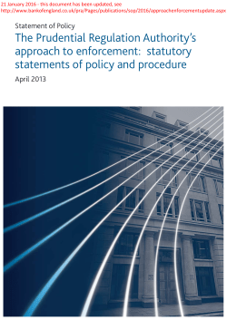 The Prudential Regulation Authority`s approach to