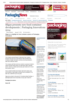 Silgan presents new food container developments