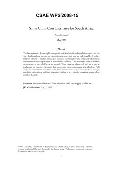 Some Child Cost Estimates for South Africa