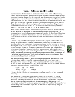 Ozone: Pollutant and Protector