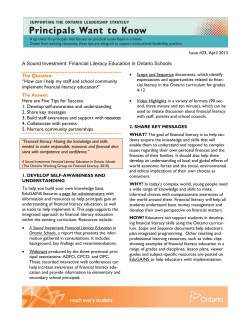 A Sound Investment: Financial Literacy Education in Ontario Schools