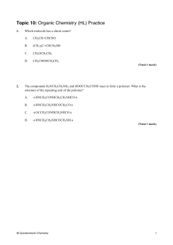 Topic 10: Organic Chemistry