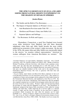 The 1870s Tax Resistance of Julia and Abby Smith