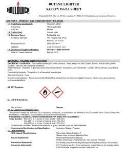 BUTANE LIGHTER SAFETY DATA SHEET