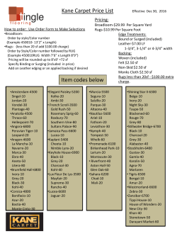 Kane Carpet Price List Item codes below