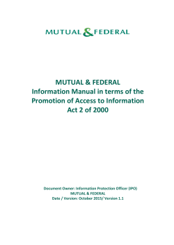 The Promotion of Access to Information Act 2 of 2000 Manual