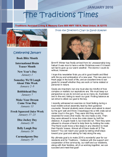 January Newsletter - Traditions of West Union