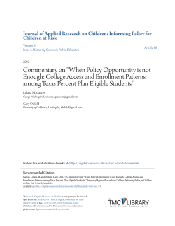 Commentary on "When Policy Opportunity is not Enough: College