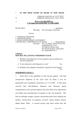* IN THE HIGH COURT OF DELHI AT NEW DELHI Judgment