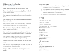 I Hear America Singing I, Too