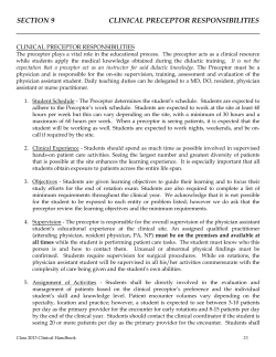 SECTION 9 CLINICAL PRECEPTOR RESPONSIBILITIES