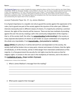 Name: Date: Pd: _____ excerpt Federalist Paper No. 51