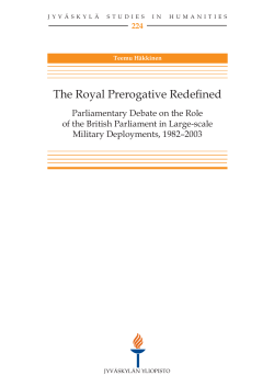 The Royal Prerogative Redefined. Parliamentary Debate on the