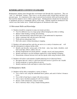 KINDERGARTEN CONTENT STANDARDS 1.0 Movement Skills and
