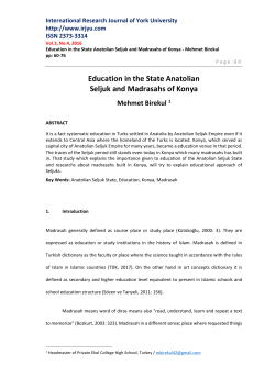 Education in the State Anatolian Seljuk and Madrasahs of Konya