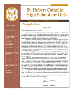 February, 2016 - St. Hubert Catholic High School for Girls
