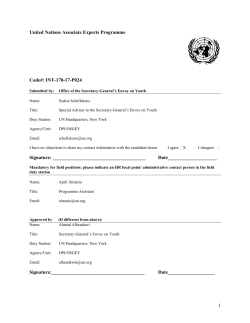 1 United Nations Associate Experts Programme Code#: INT-170