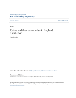 Crime and the common law in England, 1580-1640